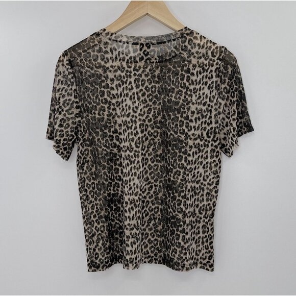 Wild Fable Short Sleeve Mesh Sheet Leopard Print Blouse Sz Sm, Boho, Y2K Vibes - Picture 1 of 7